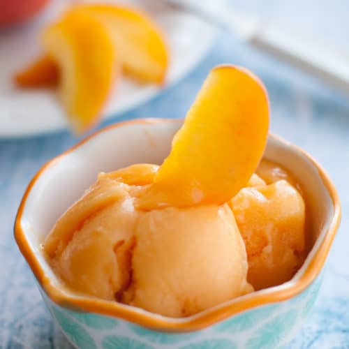 peach sorbet with peach on top