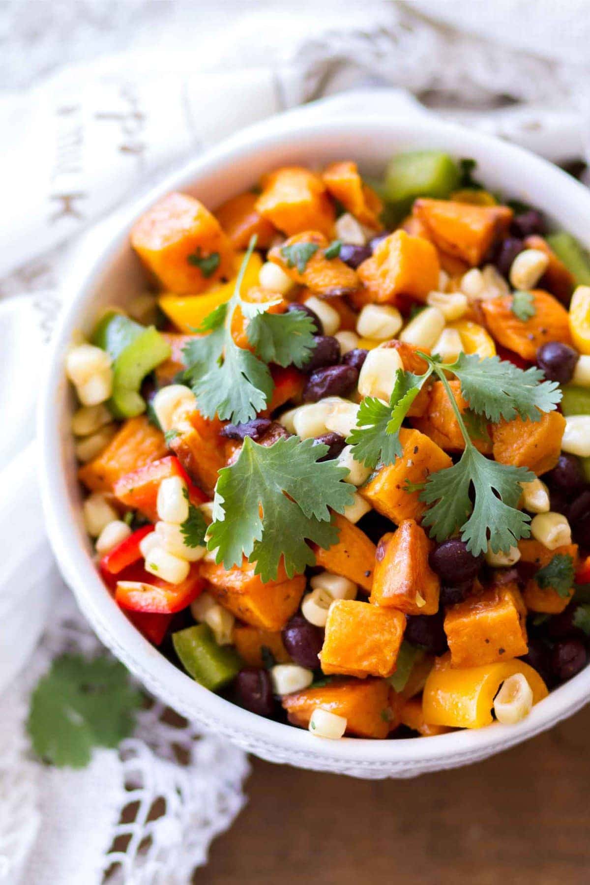 Sweet Potato Salad in White Bowl