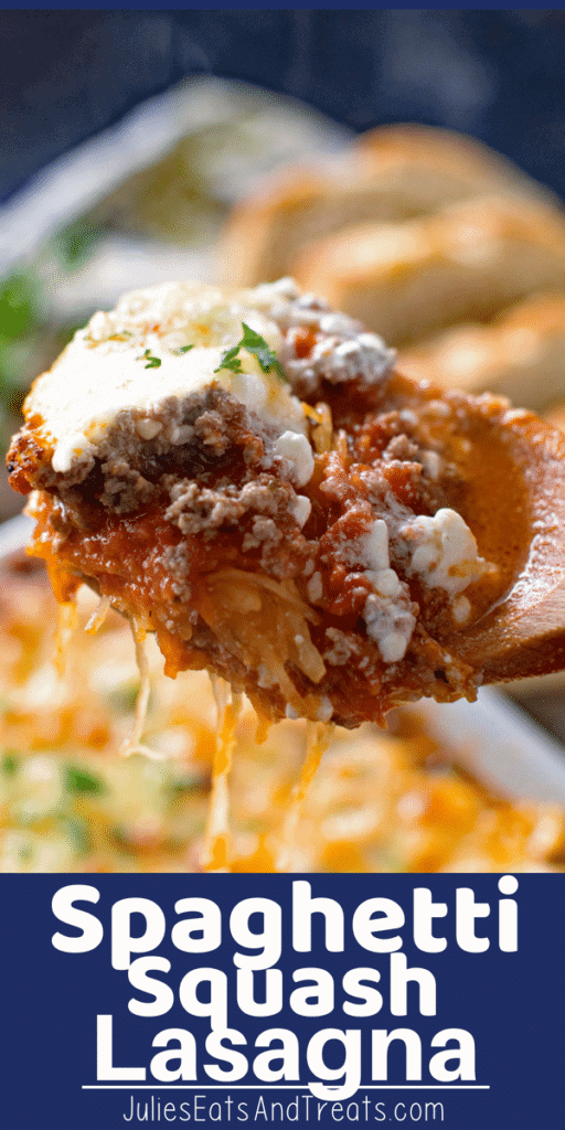 Spaghetti Squash Lasagna on a wooden spoon