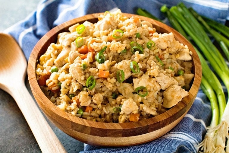 Cauliflower Chicken Fried Rice in bowl