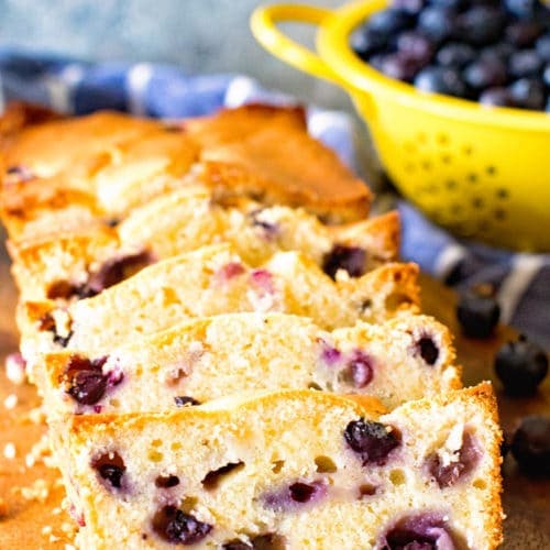 Cream Cheese blueberry bread sliced