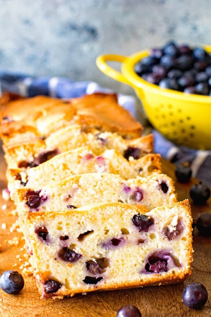 Cream Cheese blueberry bread sliced