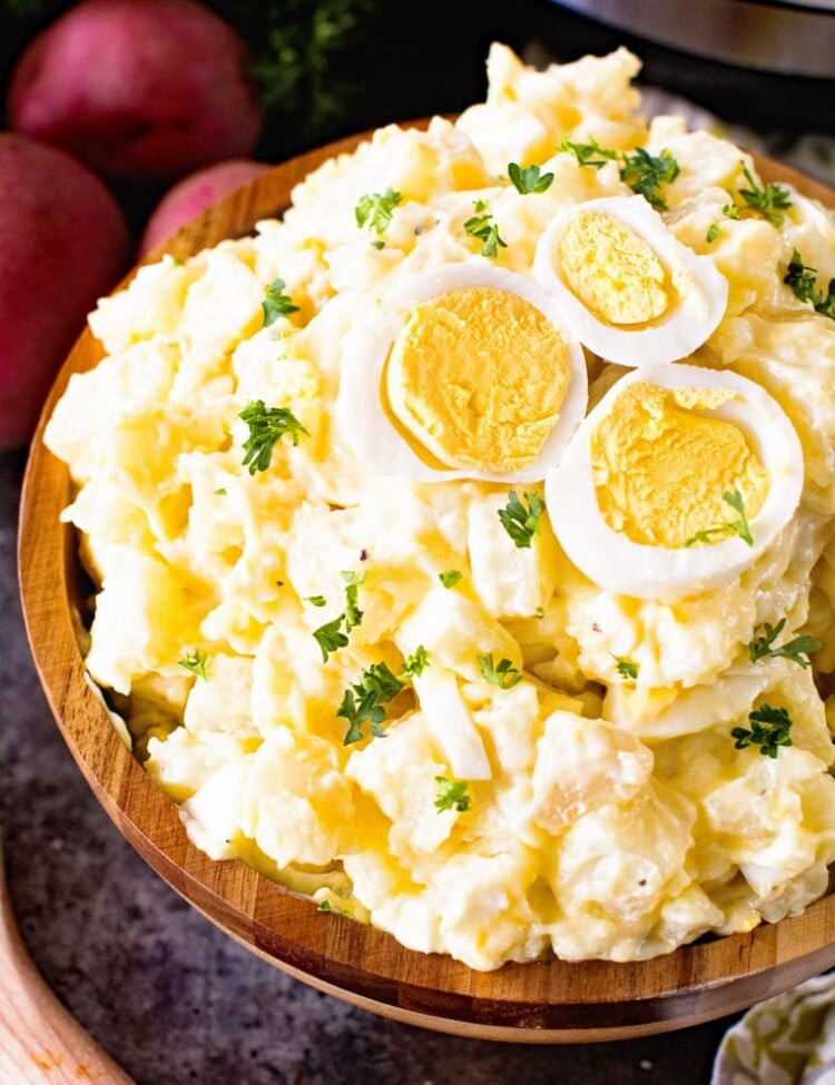 Instant Pot Potato Salad in Bowl with Eggs