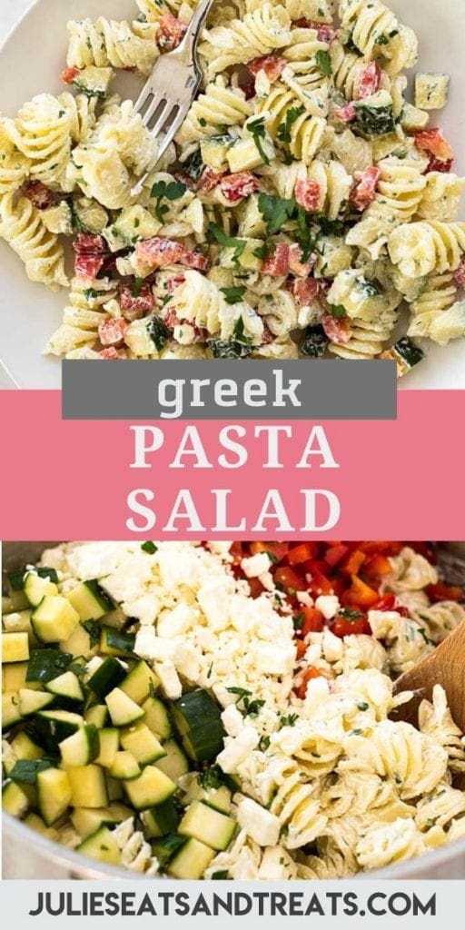 Pinterest Collage Image for Greek Pasta Salad