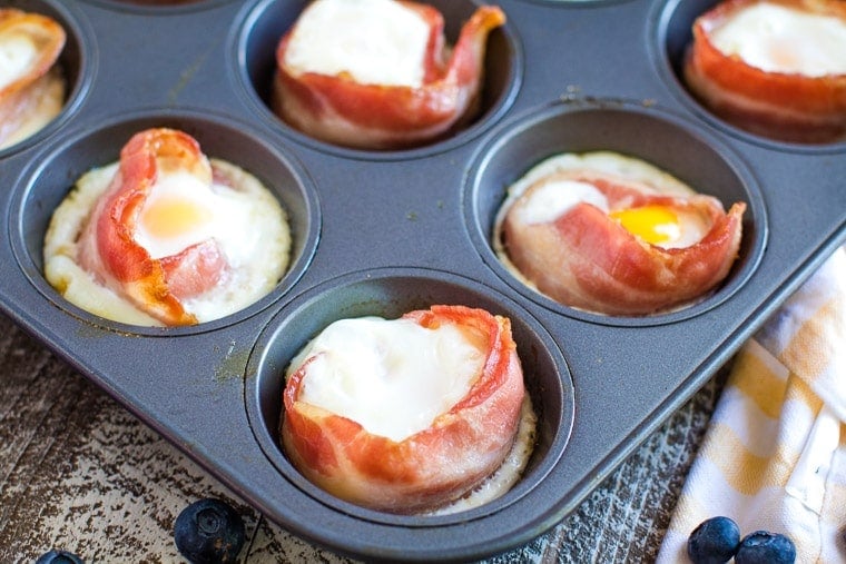 bacon egg muffins in muffin tin