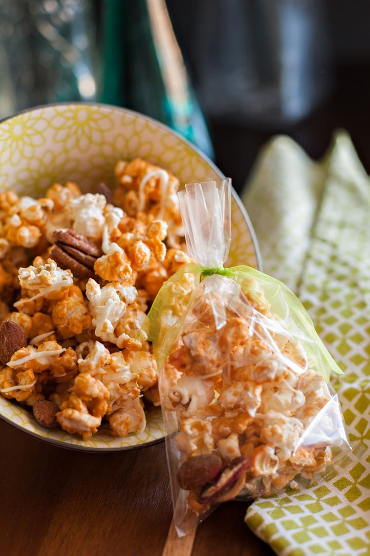 Super easy Butterscotch Popcorn with only two ingredients, and no baking!