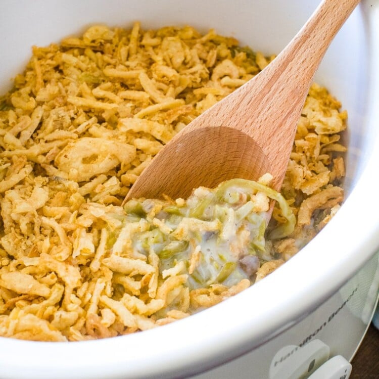 Crockpot Green Bean Casserole [Slow Cooker, Baked & Make Ahead