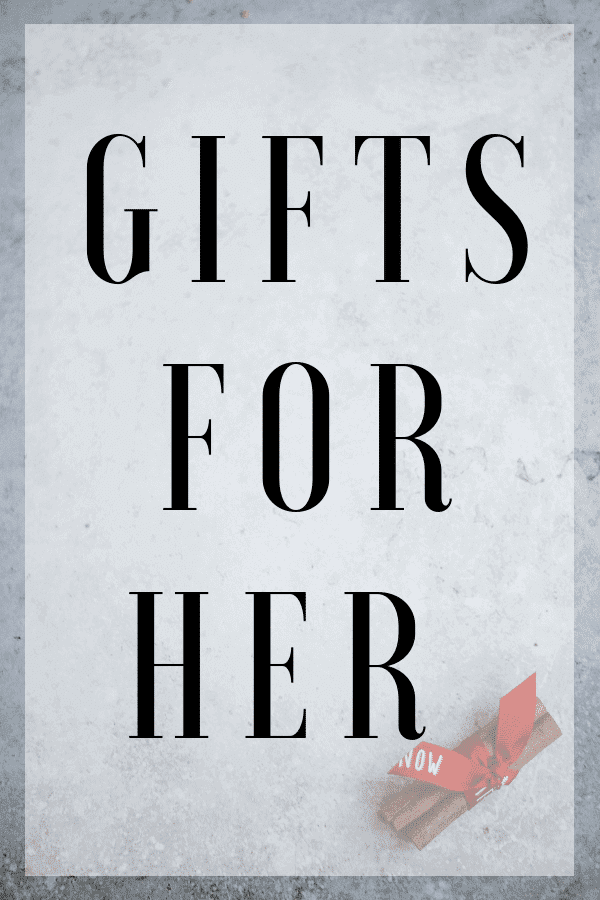 Text reading gifts for her on a grey background