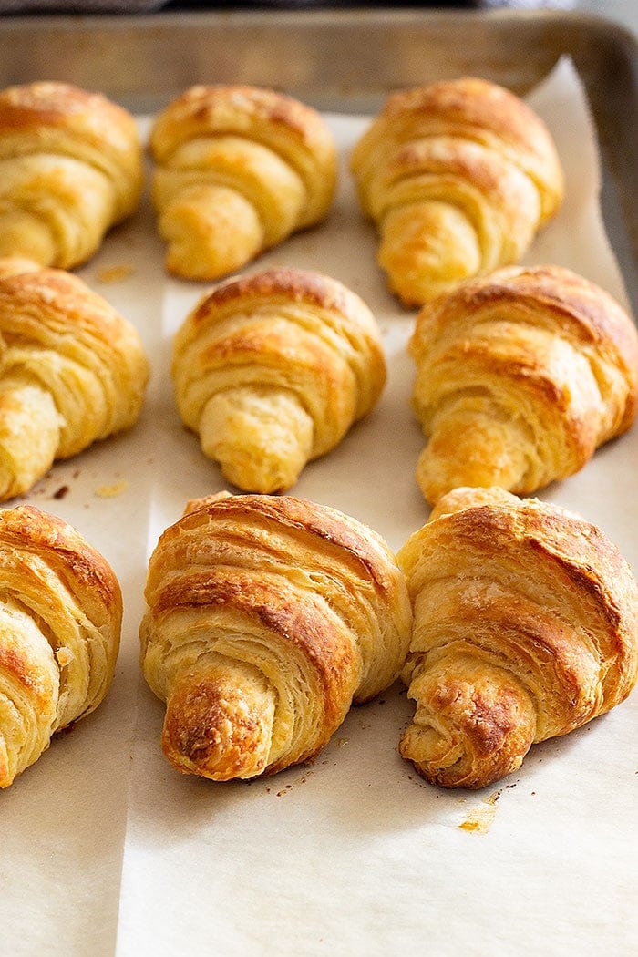 Crescent rolls baked on baking sheet