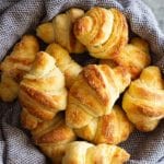 Basket full of homemade crescent rolls