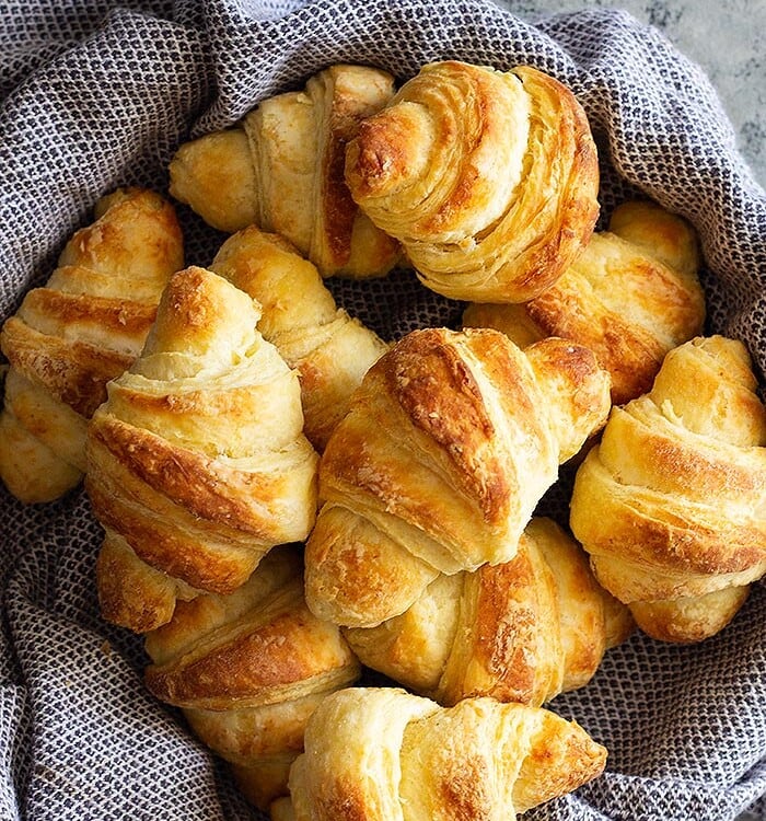 Basket full of homemade crescent rolls