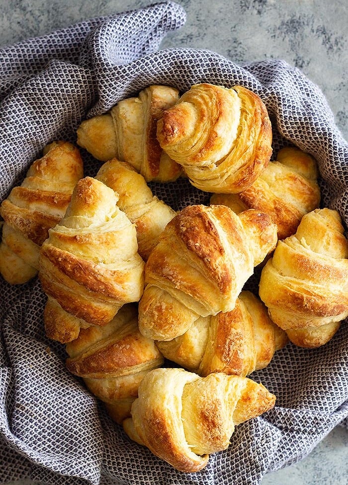 Basket full of homemade crescent rolls