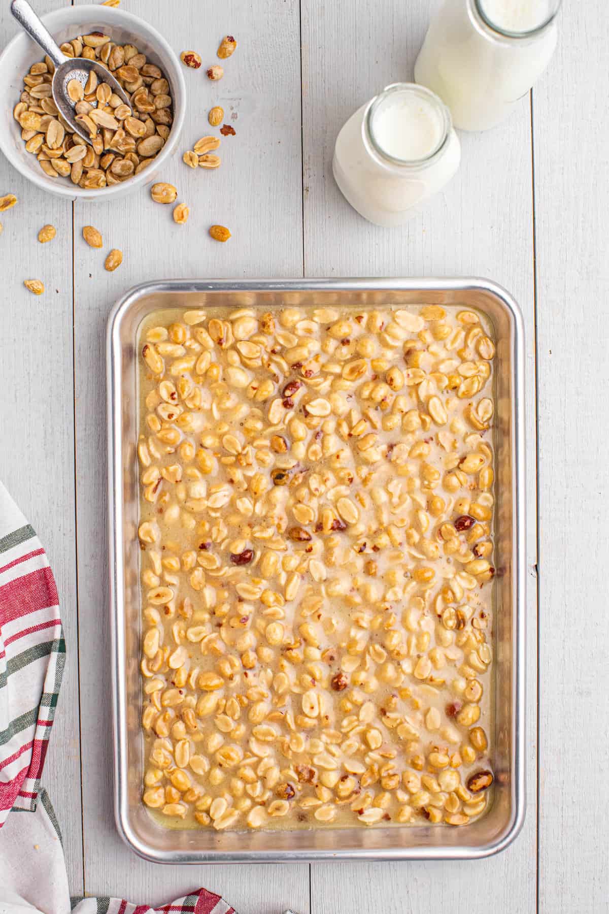 Peanut Brittle in baking sheet