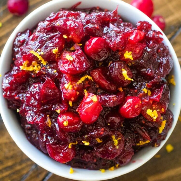 Cranberry Sauce in white bowl