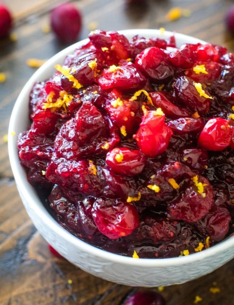 Homemade Cranberry Sauce in white bowl