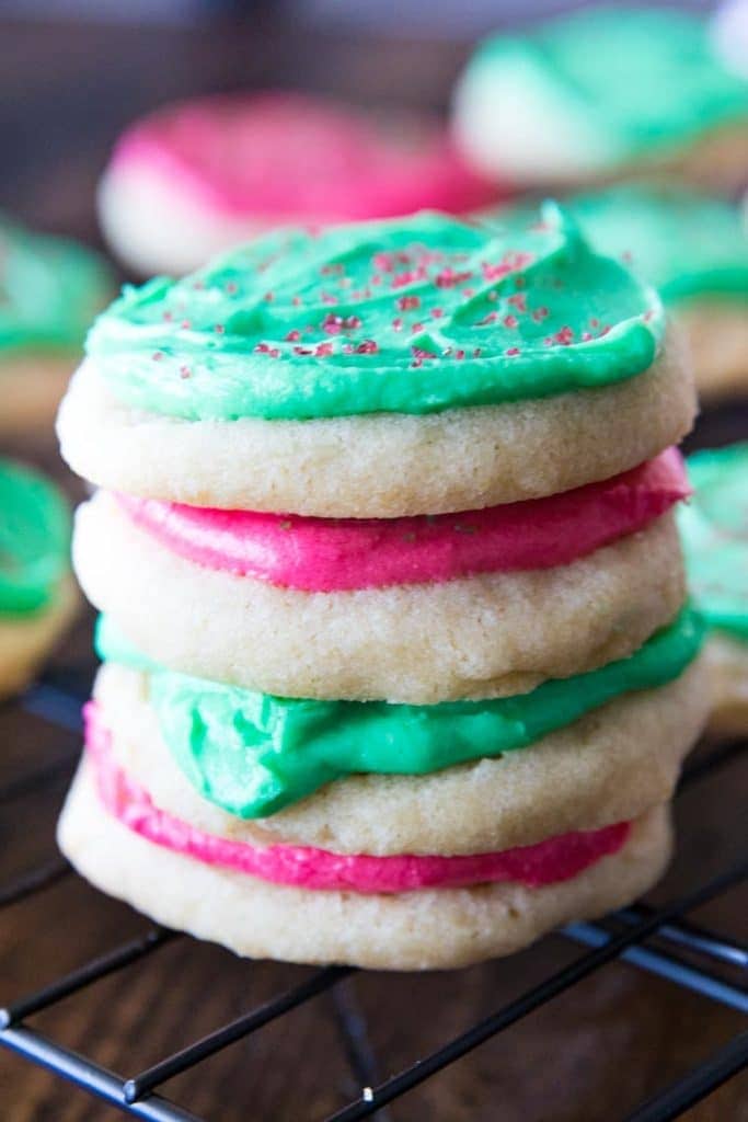 Frosted Sugar Cookies in stack