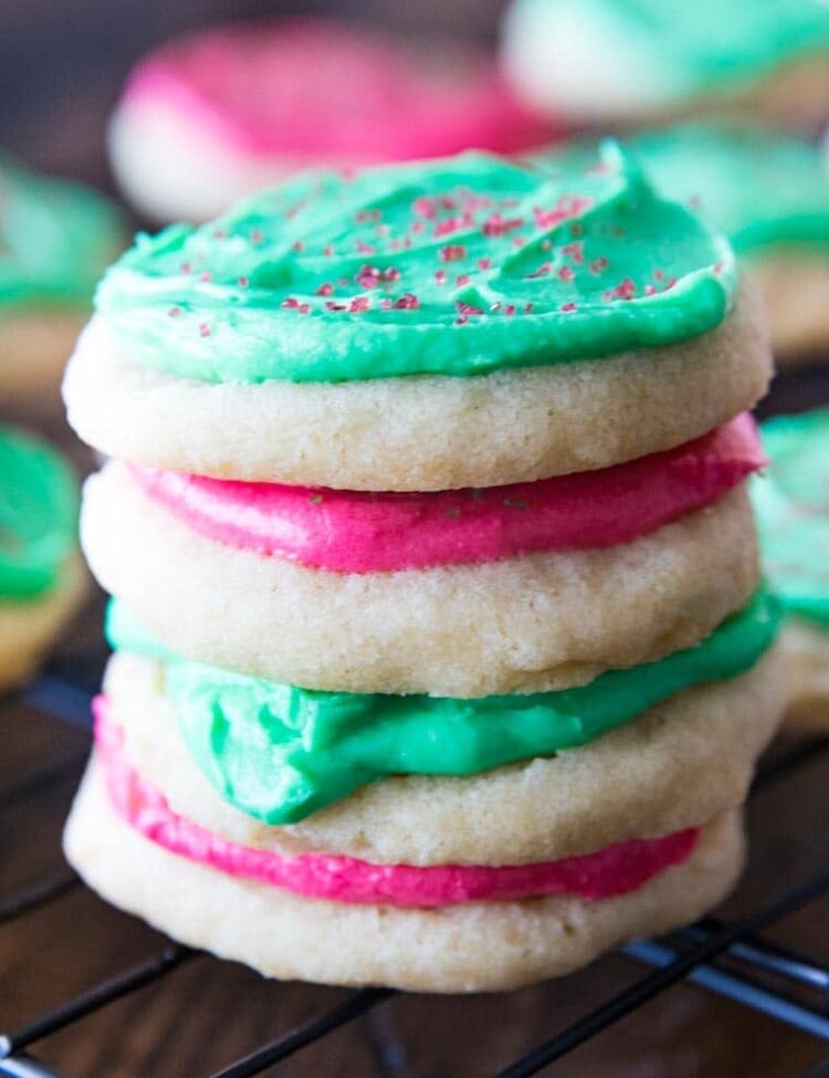 Frosted Sugar Cookies in stack