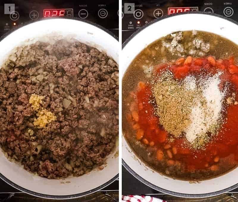 Stovetop Chili 2 image collage of making it