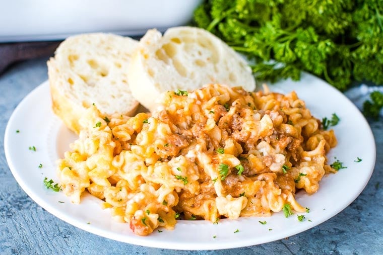 Lasagna Casserole on white plate