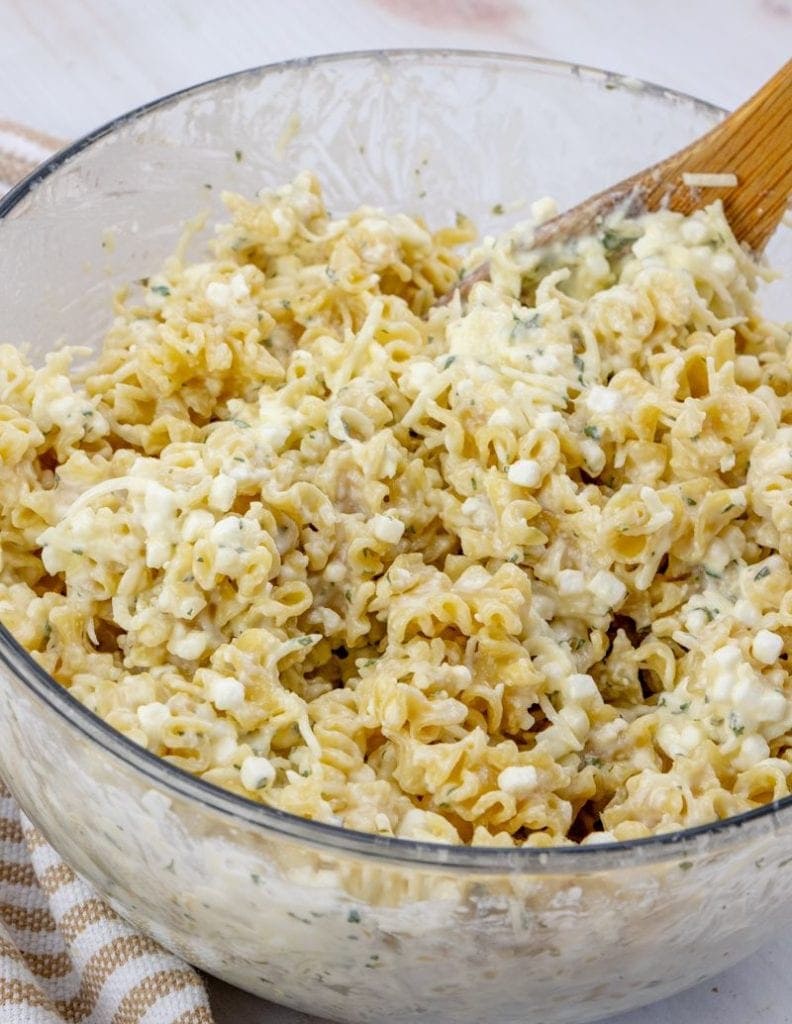 Bowl of noodles for lasagna casserole