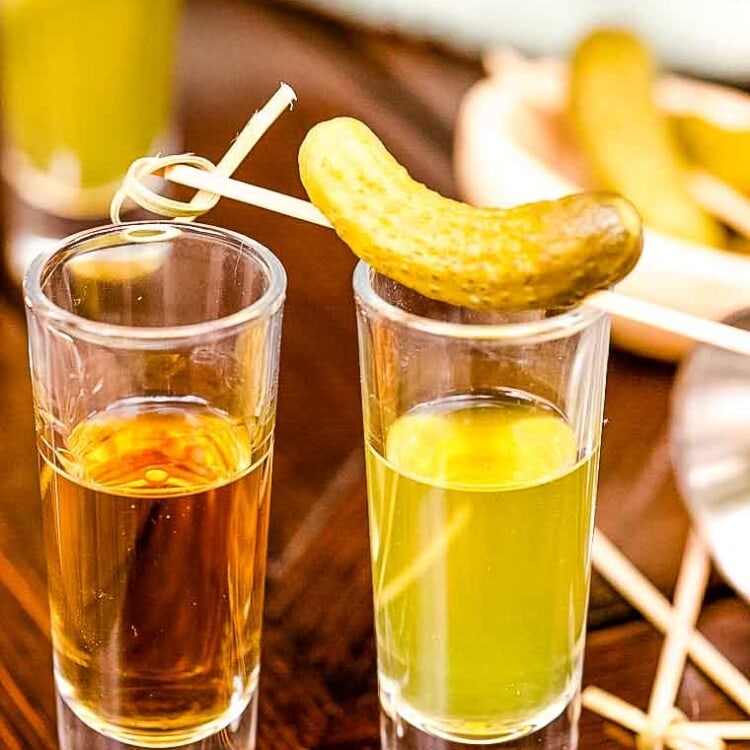 Pickleback Shot on table