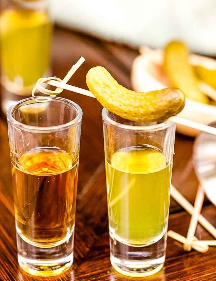 Pickleback Shot on table