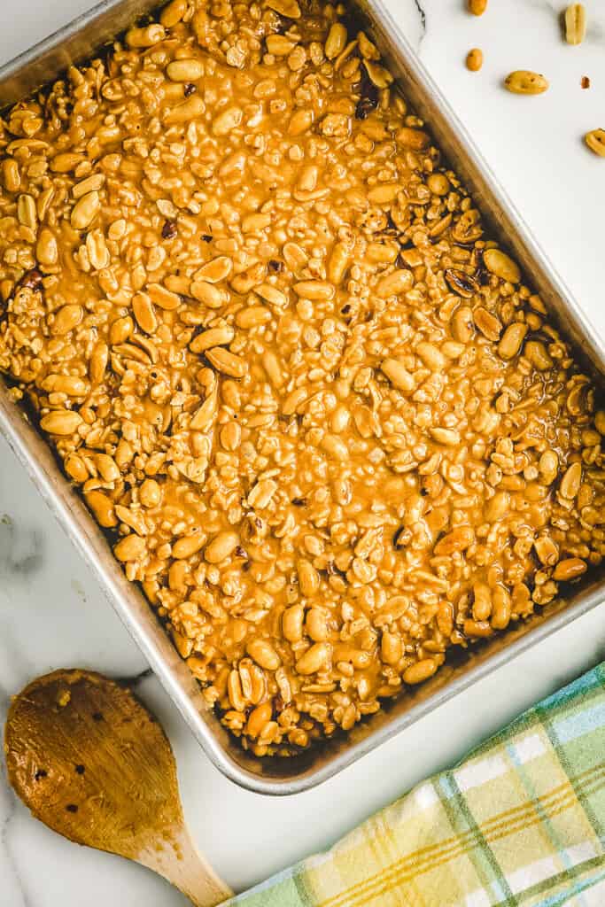 Overhead image of copycat salted nut roll bars