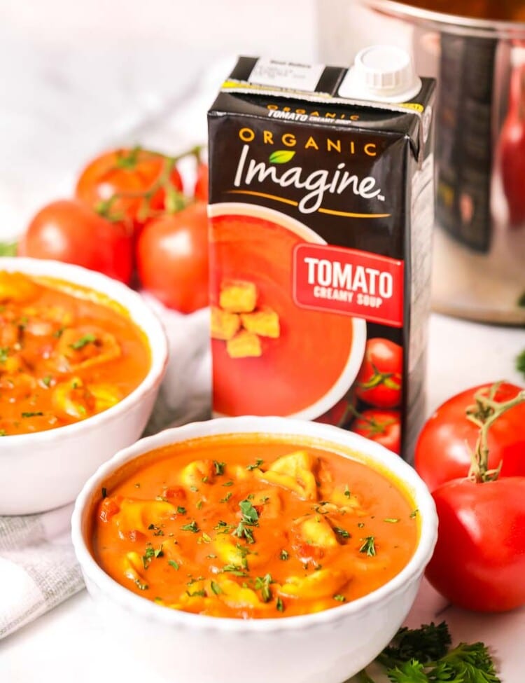 Bowls of Tortellini Tomato Soup