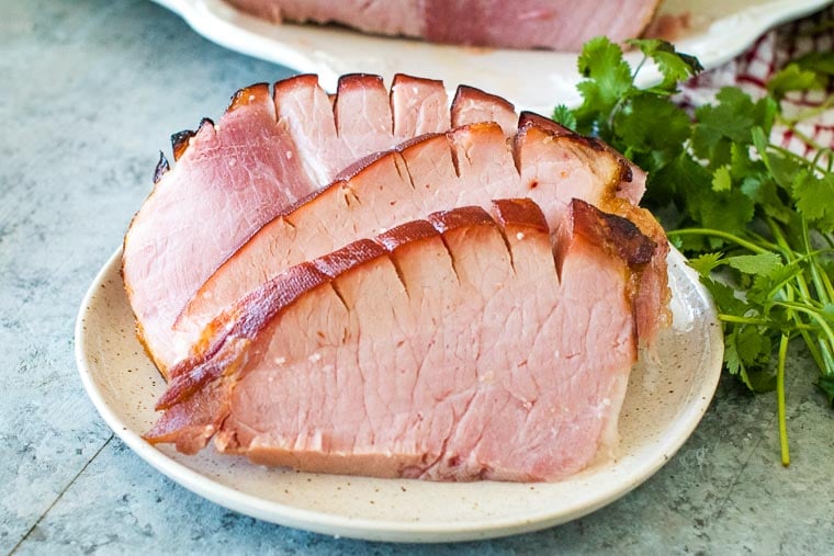 Honey Baked Ham Slices on plate