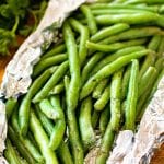 Green beans in aluminum foil