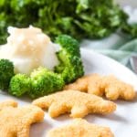 Plate with Chicken Nuggets and mashed potatoes