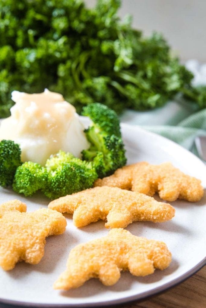 Plate with Chicken Nuggets and mashed potatoes