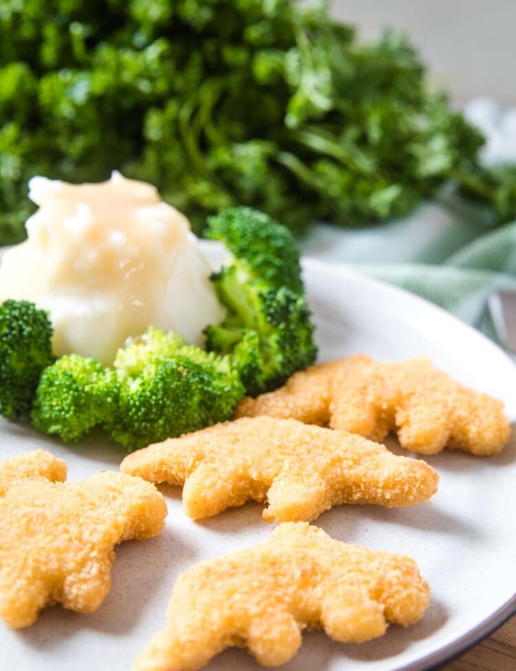 Plate with Chicken Nuggets and mashed potatoes