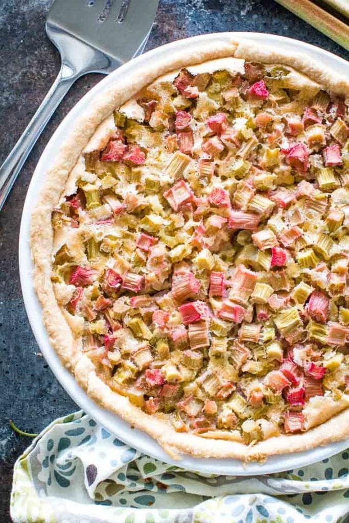 Pie Plate with Rhubarb Pie Recipe