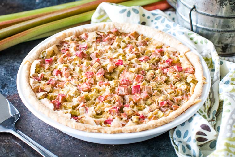 Rhubarb Pie in pie plate