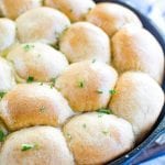 Traeger dinner rolls in a skillet