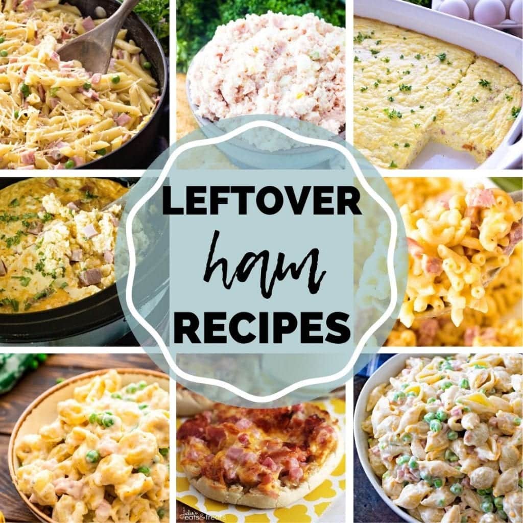 square collage of leftover ham recipe images