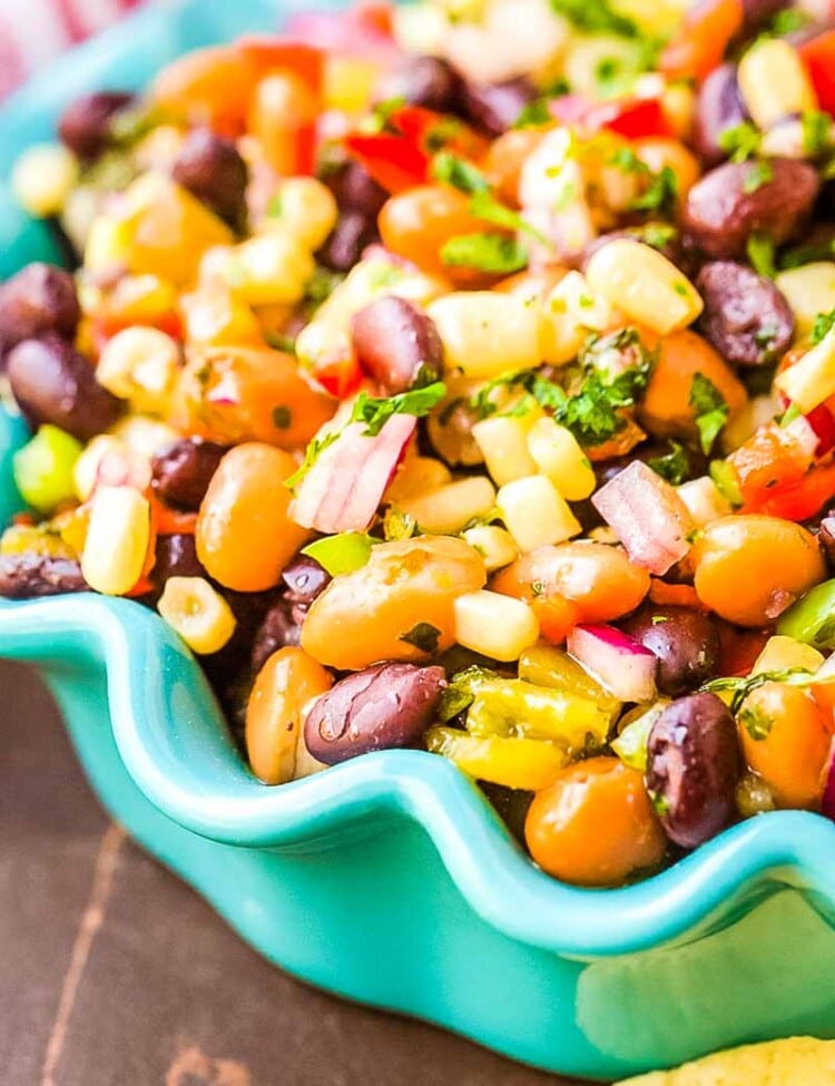 Cowboy Caviar in blue bowl