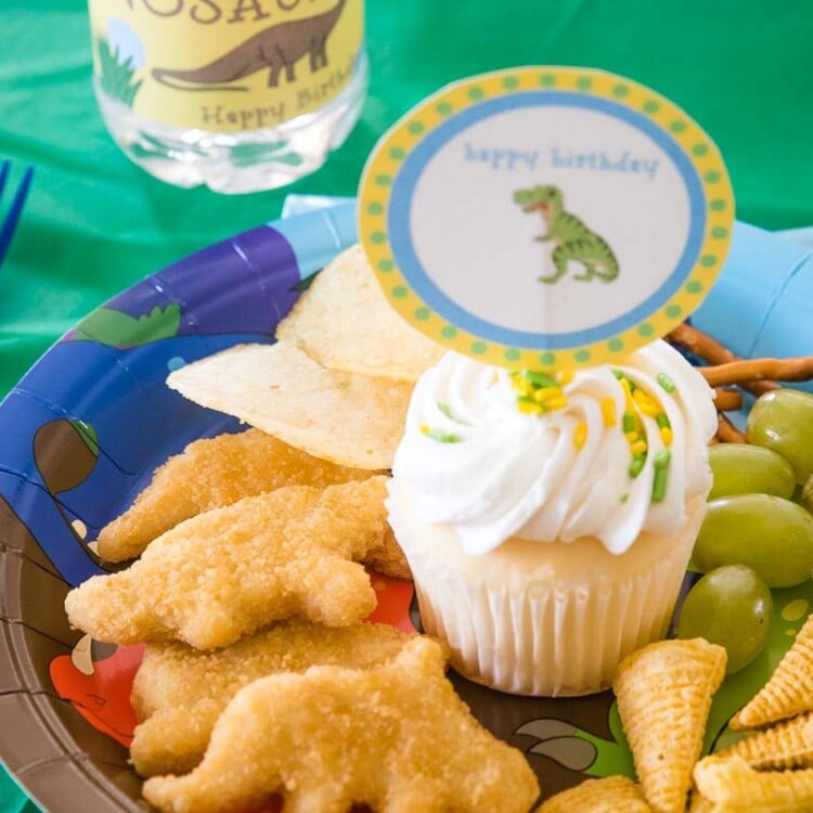 Birthday Plate of Dino Buddies Chicken Nuggets