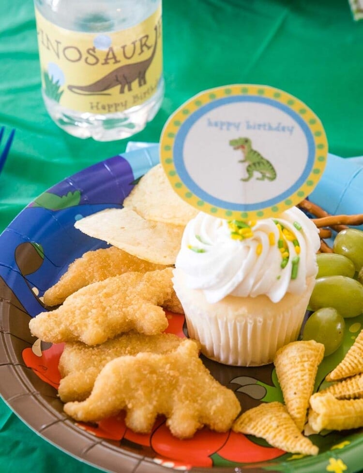 Birthday Plate of Dino Buddies Chicken Nuggets