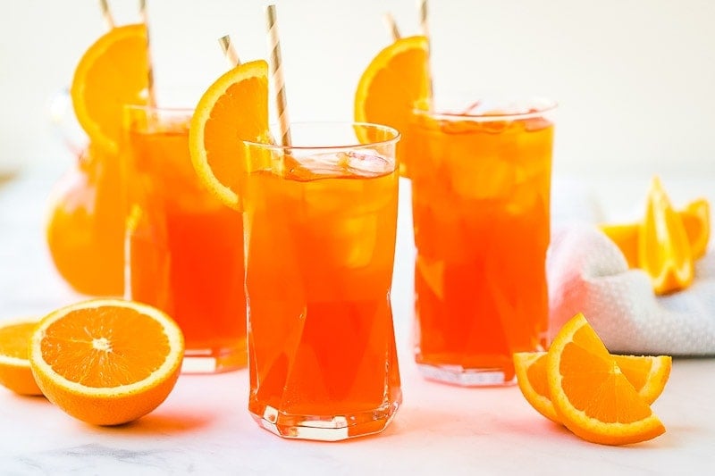 Spritz Cocktail In Glass With Ice And Slice Of Orange Aperol