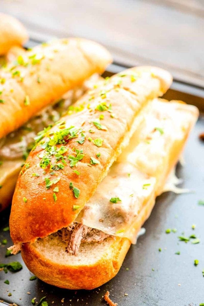 Crock Pot French Dip on sheet pan