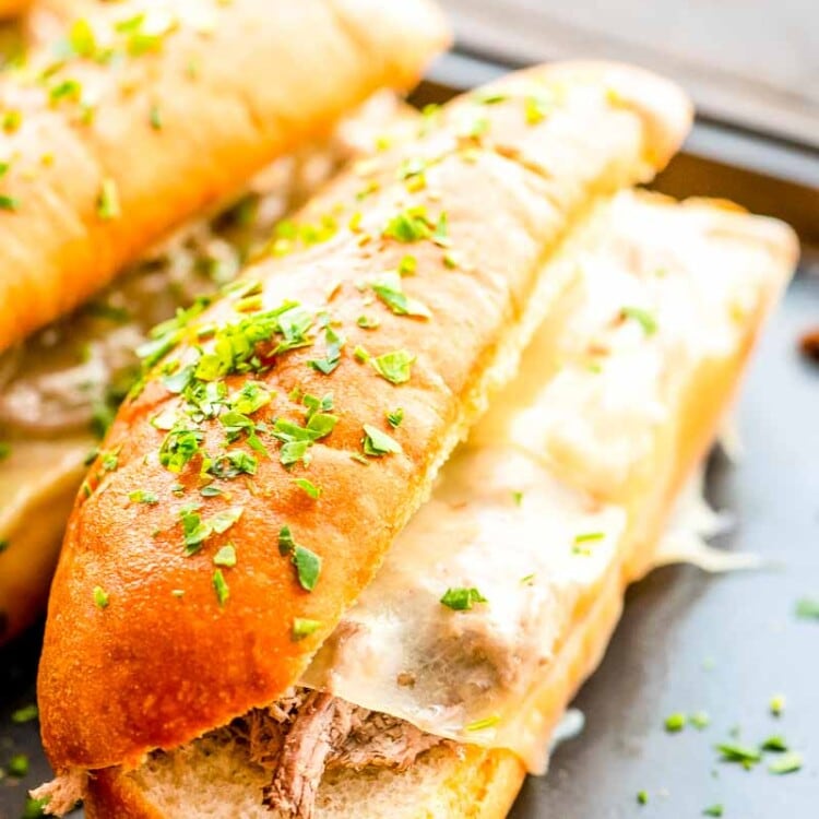 Crock Pot French Dip on sheet pan