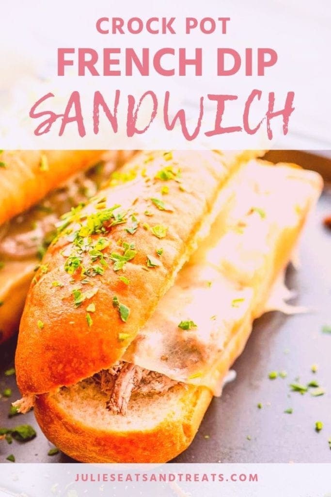 French dip sandwich on a baking sheet