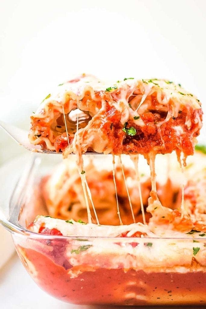 Lasagna Roll Ups with cheese pull