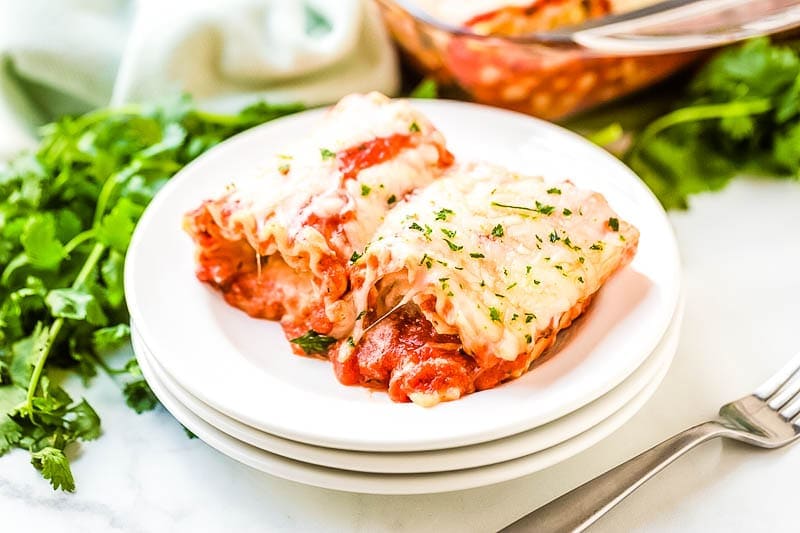 Lasagna Roll Ups Recipe on white plate