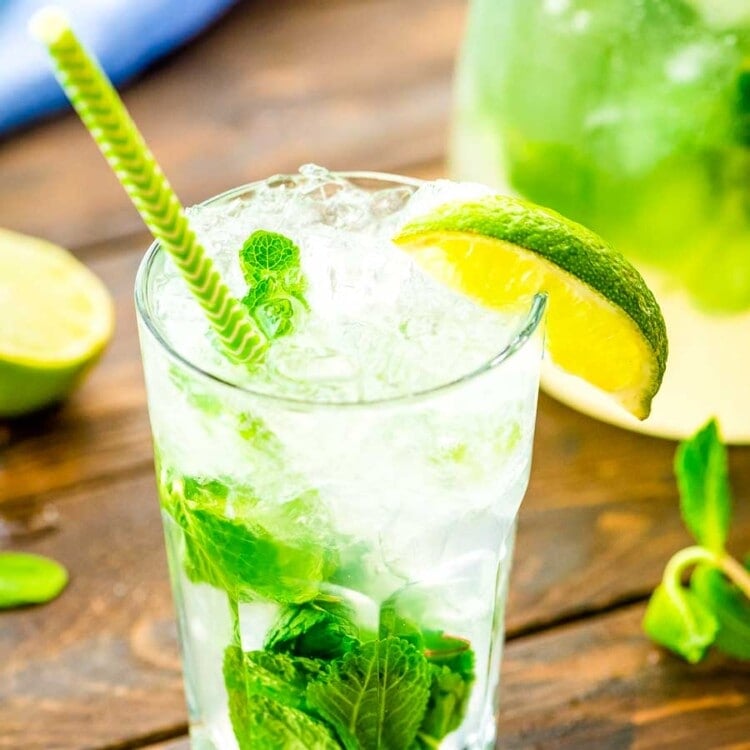 mojito in glass on board