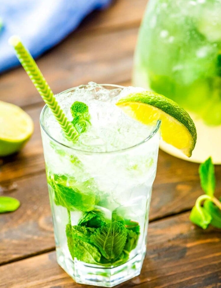 mojito in glass on board