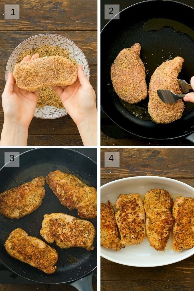 Step by step photos to make pork chops