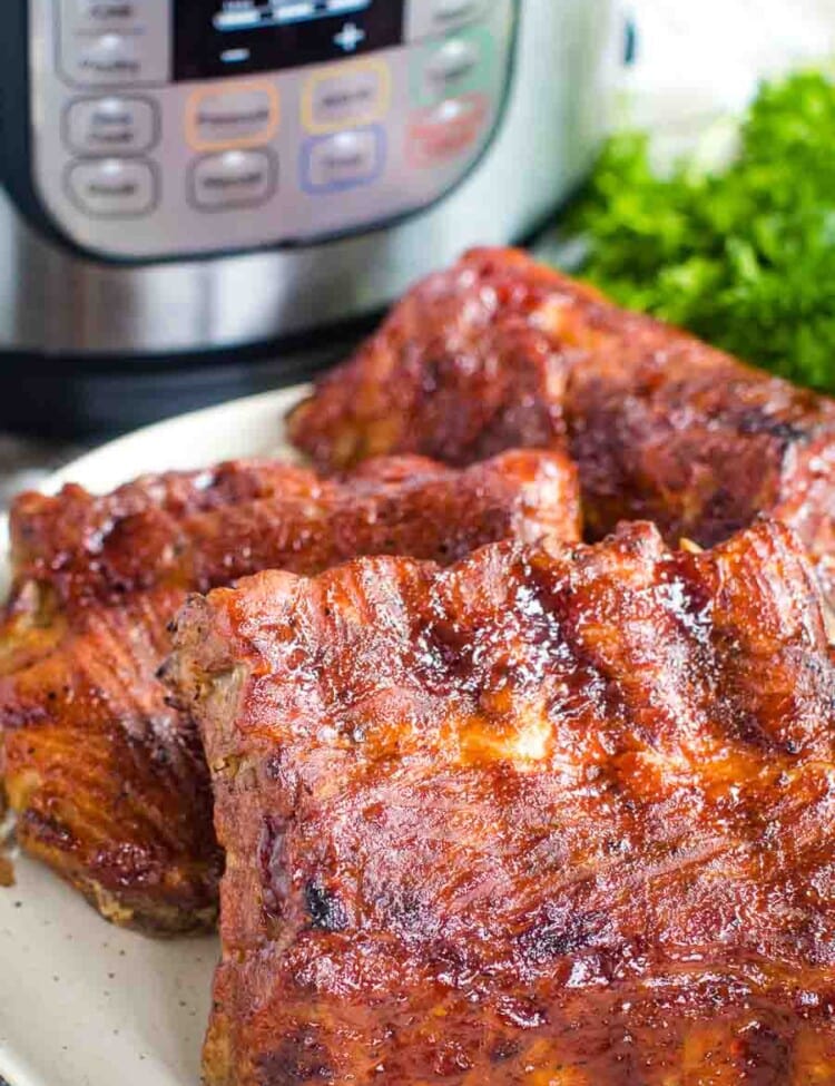 Easy Instant Pot Ribs on plate